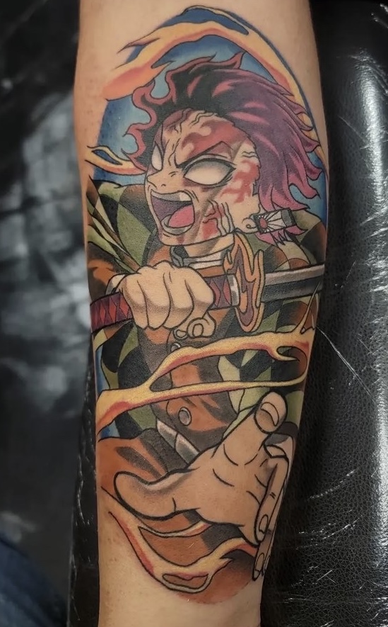 Custom tattoo with clean linework and shading by Sean